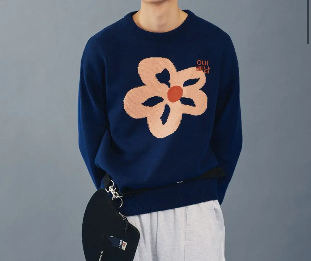 위빠남) BIG FLOWER LOGO KNIT(BLUE)